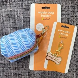 Pet collar charm & pet waste bag holder